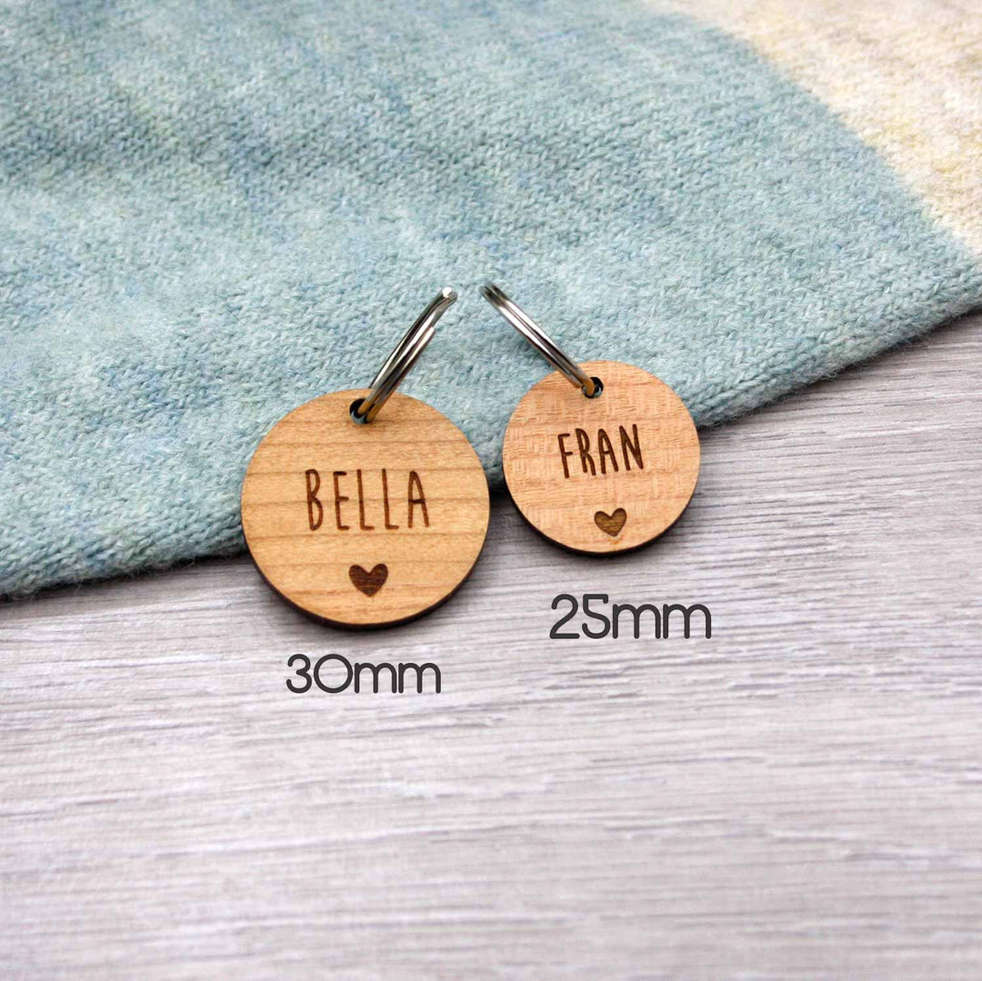Wooden Wreath and Heart Personalised Dog Tag - IttyBittyFox