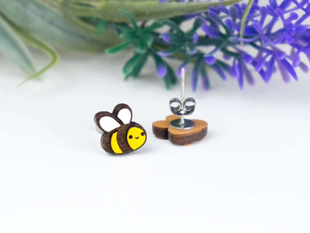 Cute Painted Bumble Bee Earrings