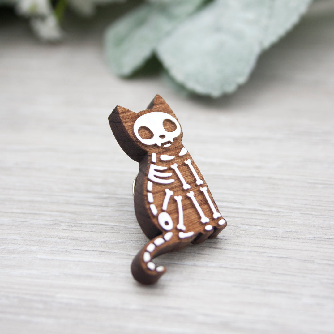 Skeleton Cat Pin - IttyBittyFox
