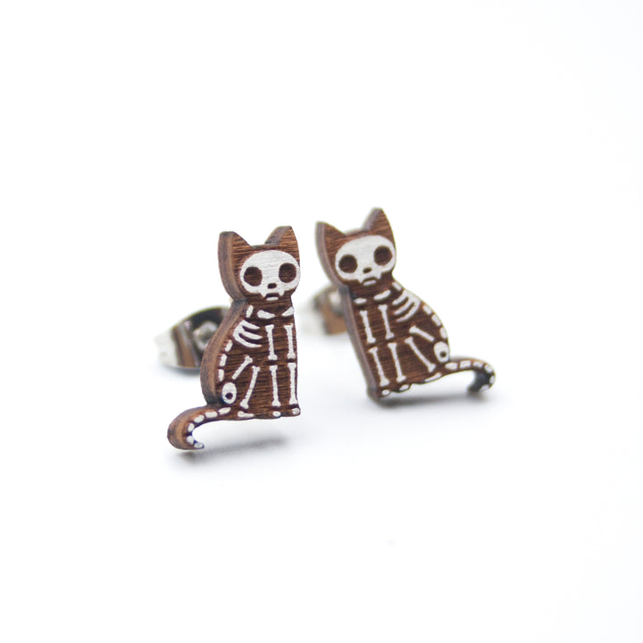 Skeleton Cat Earrings - IttyBittyFox