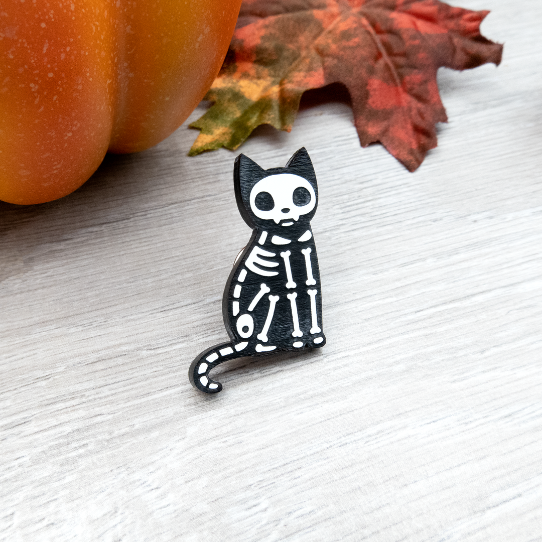 Acrylic Cat Skeleton Pin