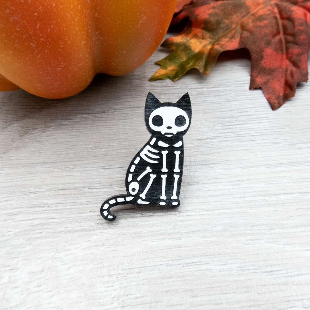 Acrylic Cat Skeleton Pin