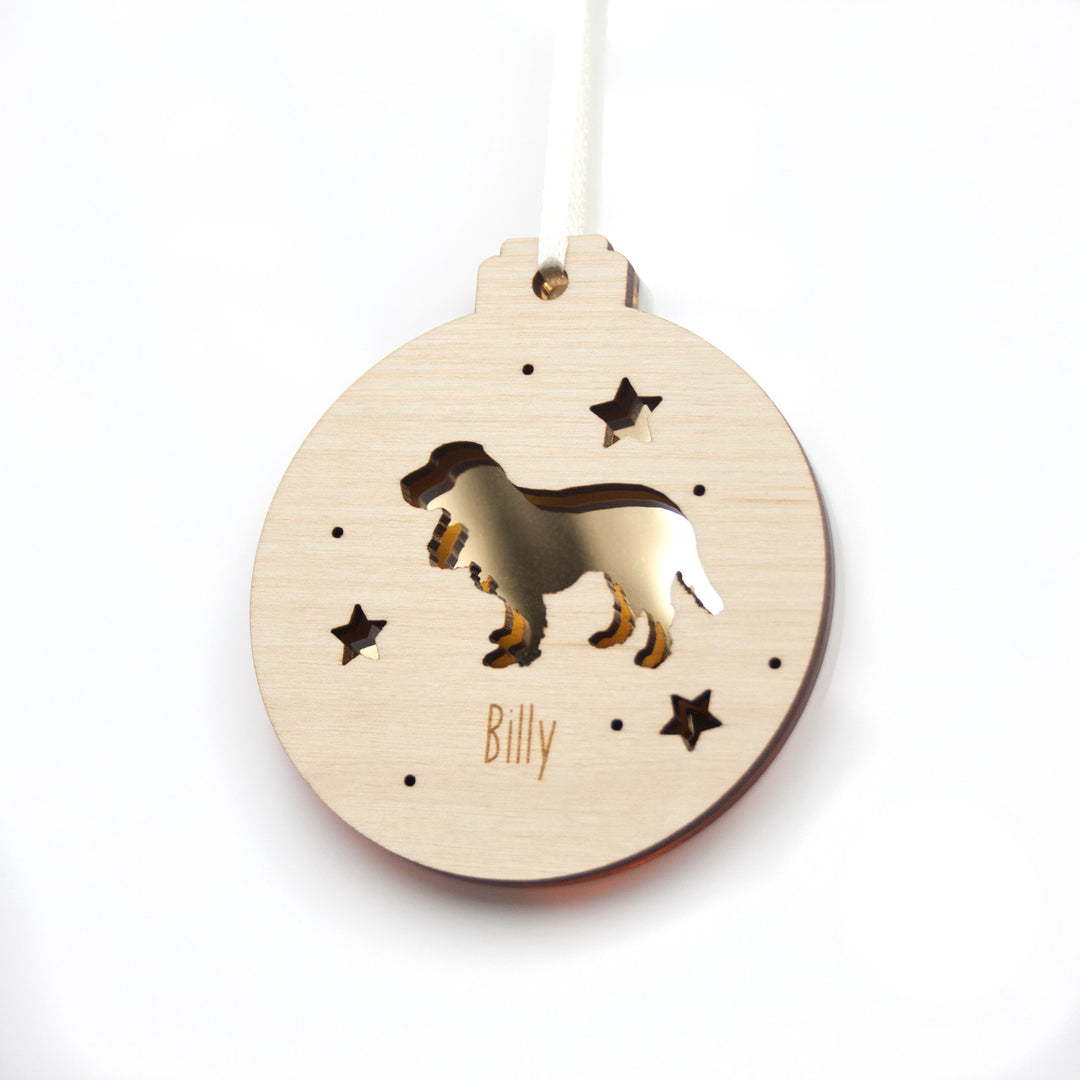 Personalised Pet Bauble - Custom Dog or Cat Christmas Decoration - Mirrored Ornament - IttyBittyFox
