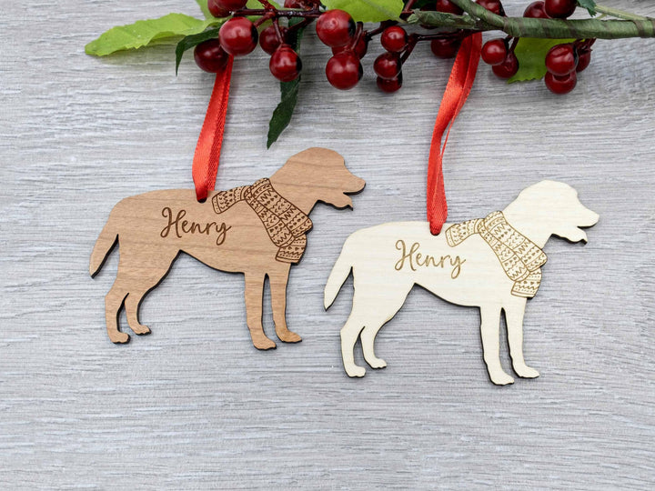 Dog Christmas Decoration - Premium Personalised Dog in Scarf Christmas Tree Bauble - Pet Lover Gift, Ornament or Keepsake