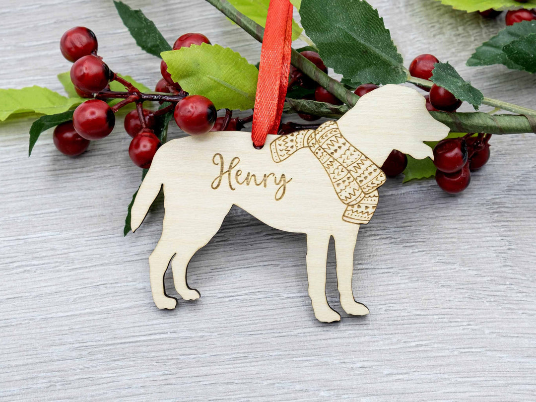 Dog Christmas Decoration - Premium Personalised Dog in Scarf Christmas Tree Bauble - Pet Lover Gift, Ornament or Keepsake