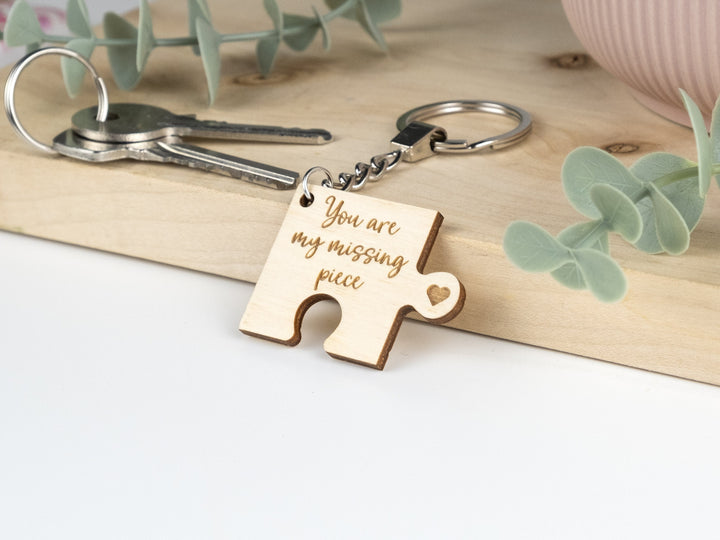 You Are My Missing Piece Keyring - Valentines Day Gift, Couples Keyring, Jigsaw Missing Piece Keychain, Anniversary Keepsake, Couples Gift