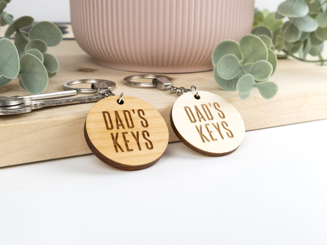 Dad's Keys Keyring - Keychain Reminder, Fathers Day Gift, Gift for Him, Lost Keys, Wooden Keyring Gift