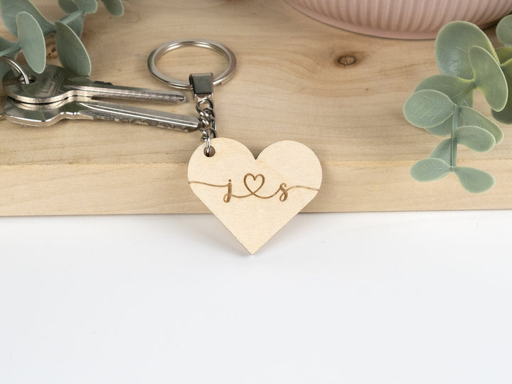 Personalised Couples Heart Initials Keyring - Valentines Day Gift, Couples Gift, Anniversary Gift, Gift for Her, His Hers Keychains