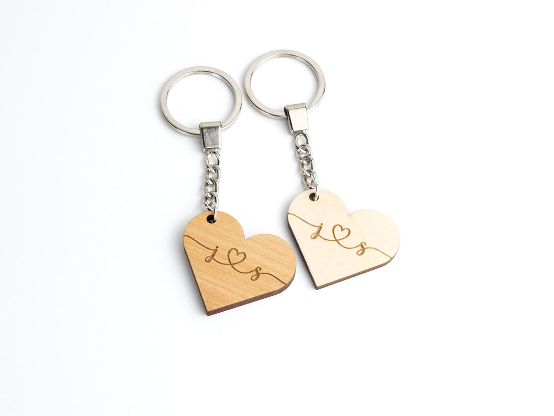 Personalised Couples Heart Initials Keyring - Valentines Day Gift, Couples Gift, Anniversary Gift, Gift for Her, His Hers Keychains