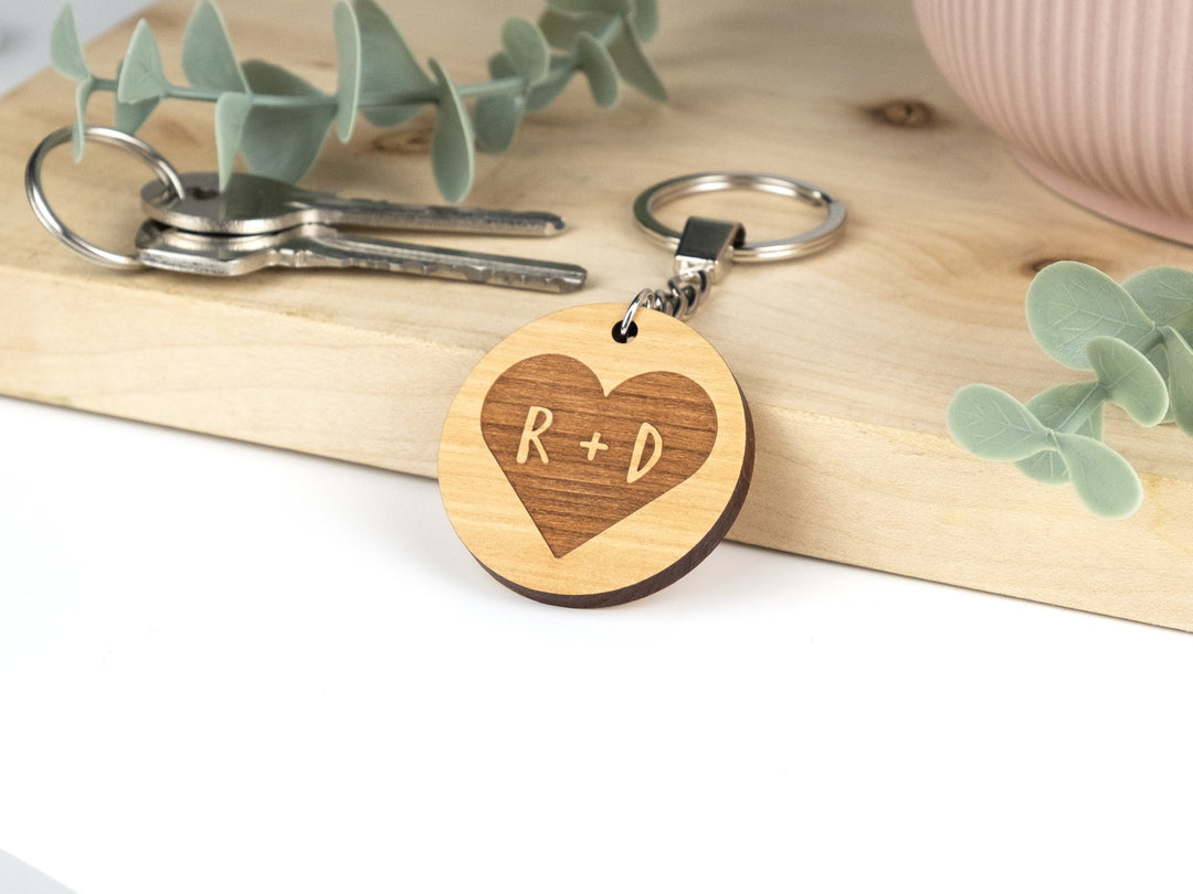 Personalised Couples Initials Keyring - Valentines Day Gift, Couples Gift, Gift for Her, His Hers Keychains, Anniversary Gift