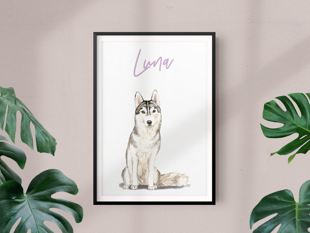 Personalised Dog Art Print - Watercolour Dog Breed Wall Art - Custom Pet Wall Decor