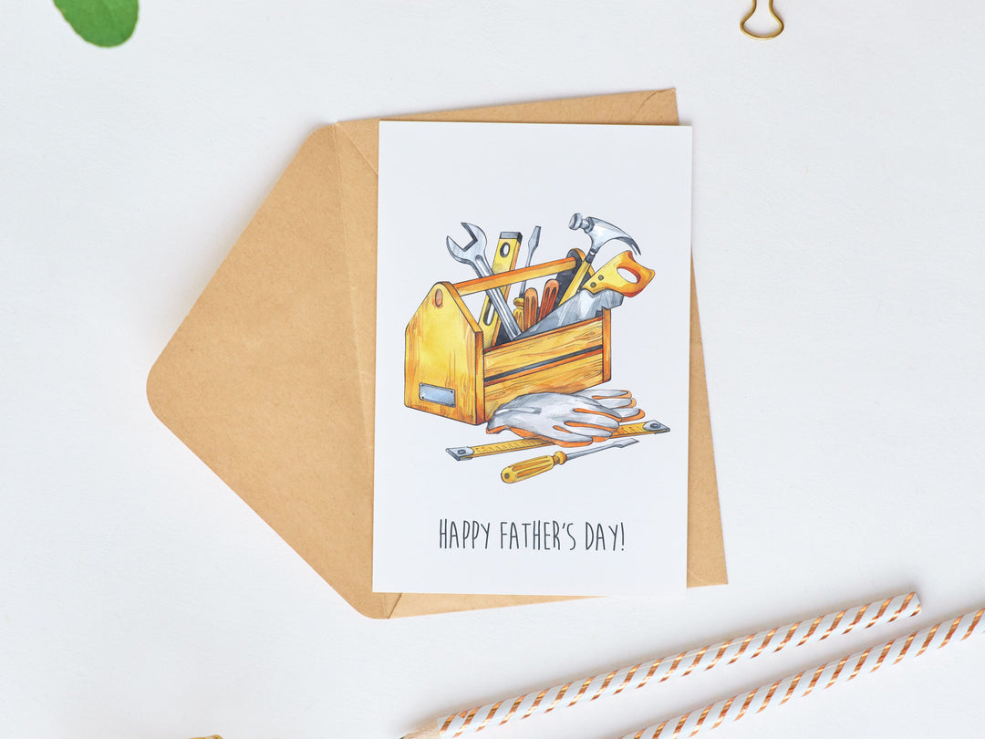 Father's Day Card - Toolbox and Tools Dad - DIY Handyman Greetings Card - Handmade