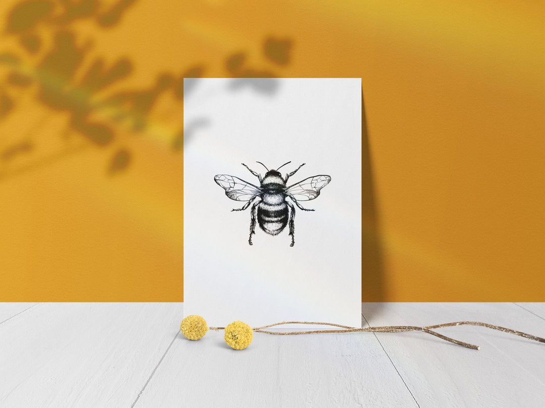 Bumblebee Greetings Card - Blank Card - Birthday, Anniversary, Thank You Note - Eco Friendly and Sustainable