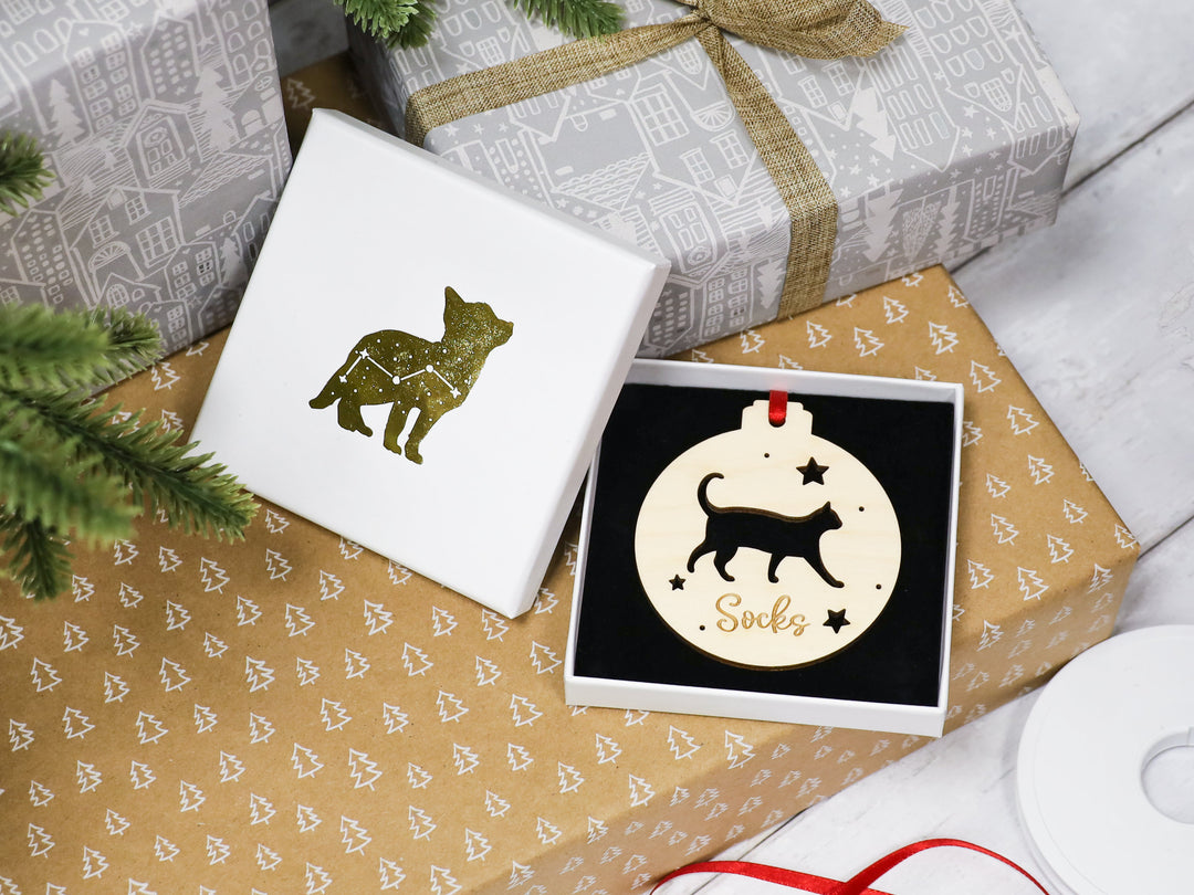Personalised Cat Christmas Bauble - Custom Pet Xmas Decoration - Eco Friendly - This Item Plants a Tree!