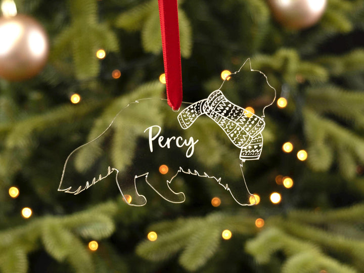 Personalised Cat Christmas Tree Decoration - Premium Pet Lover Gift, Keepsake or Ornament - Cat in Scarf Bauble - 25 Breeds