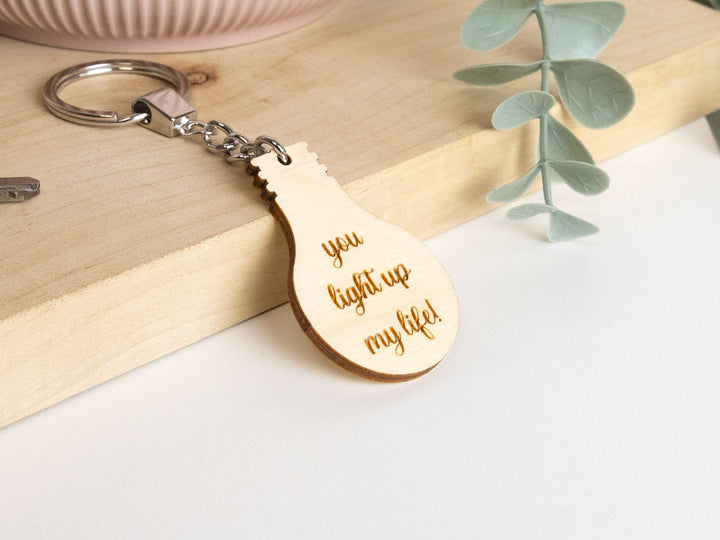 You Light Up My Life Keyring - Valentines Day Gift, Cute Lightbulb Keychain, Anniversary Gift, Mothers Day Gift