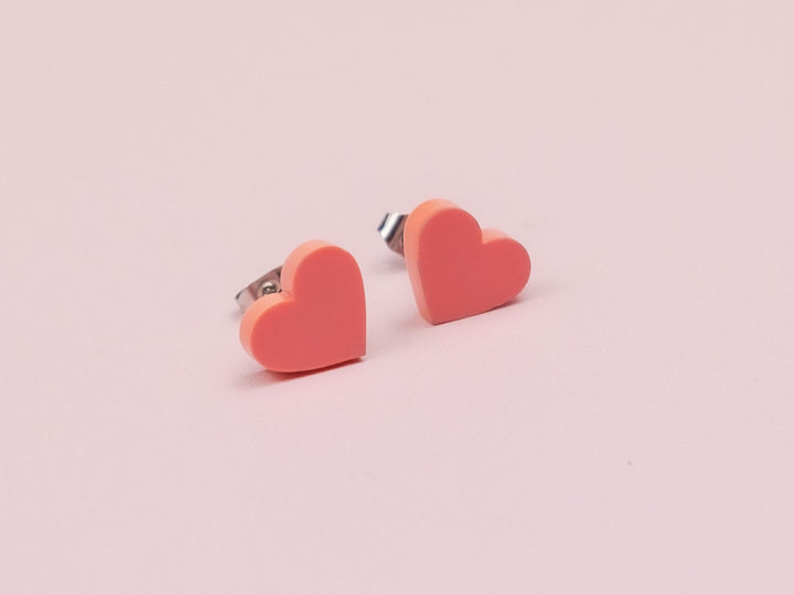 Pastel Heart Earrings - Valentines Day Gift , Candy Love Heart Studs, Minimalist Jewellery, Pastel Colours, Cute Dainty Earrings
