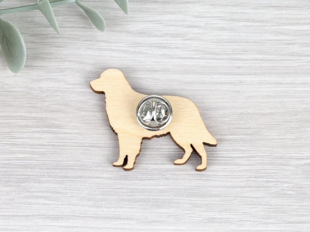 Golden Retriever Pin - Cute Laser Engraved Badge, Dog Brooch
