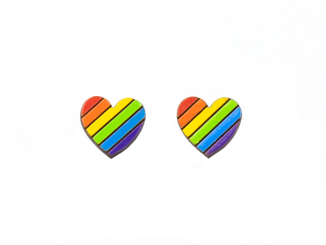 Rainbow Heart Earrings - Valentines Day Gift, Pride Flag Earrings, Gift for Her, Gift for Him, Colourful Cute Studs