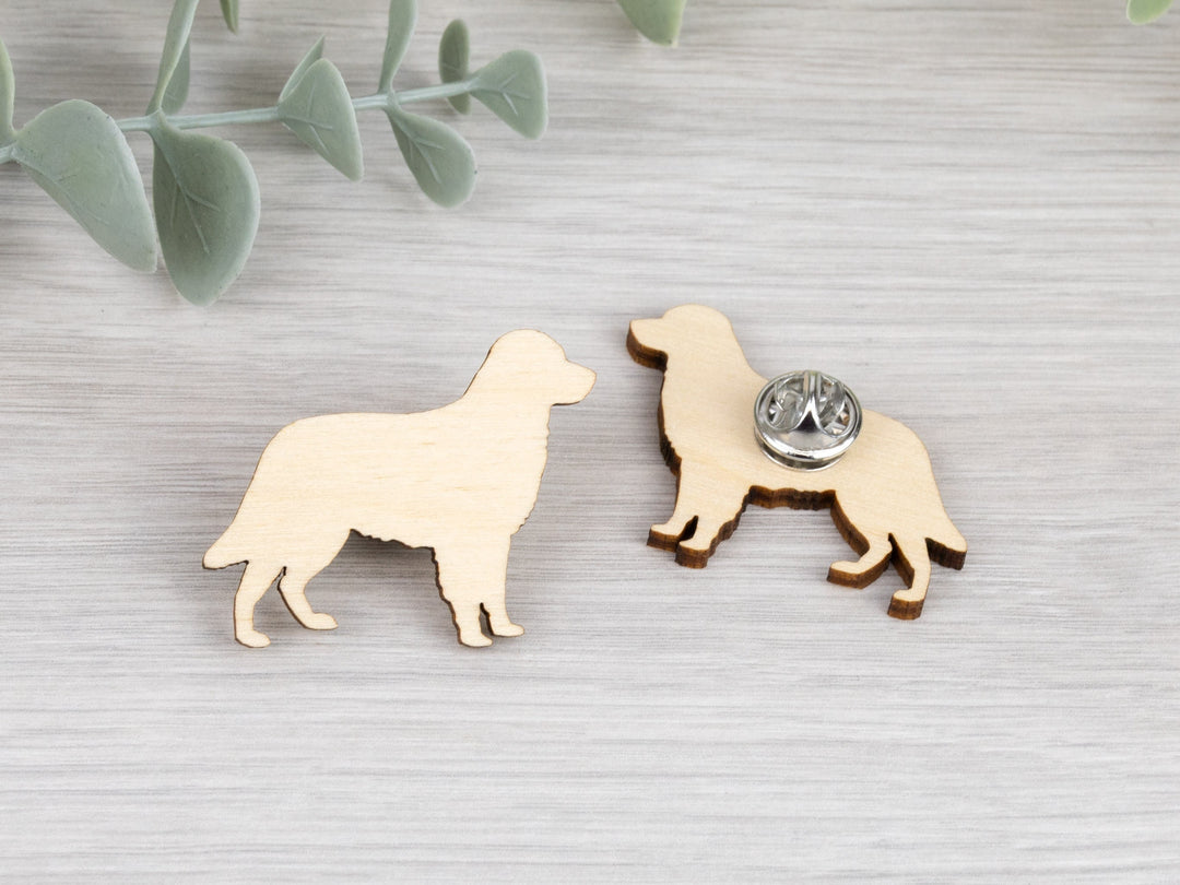 Golden Retriever Pin - Cute Laser Engraved Badge, Dog Brooch