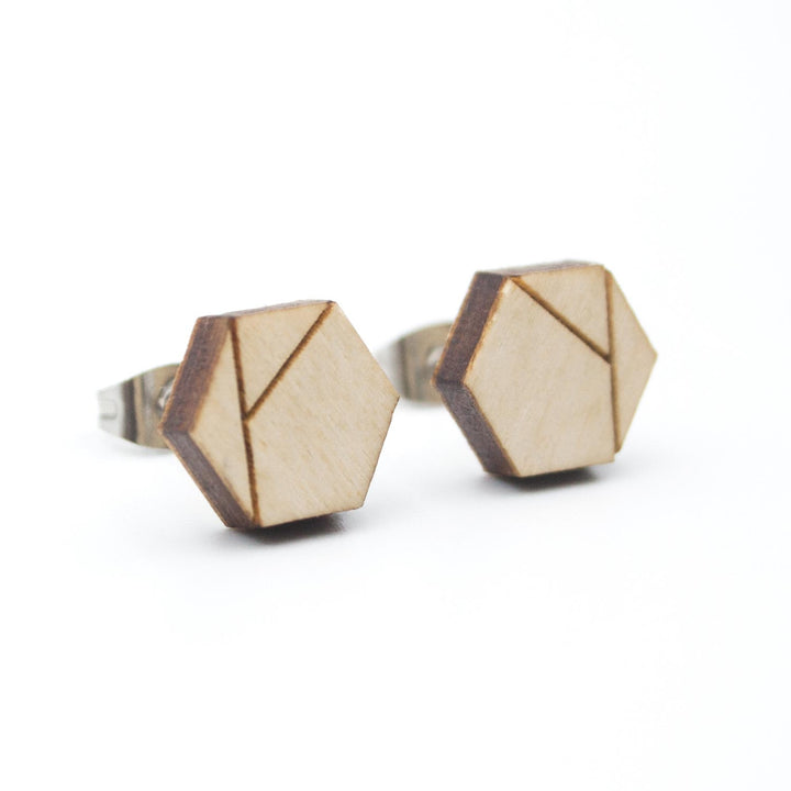 Maple Hexagon Earrings - IttyBittyFox