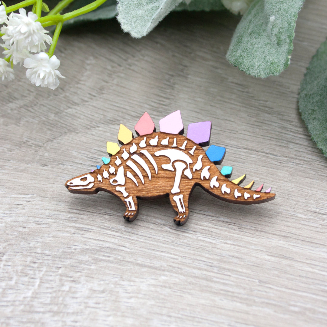 Rainbow Stegosaurus Pin - IttyBittyFox