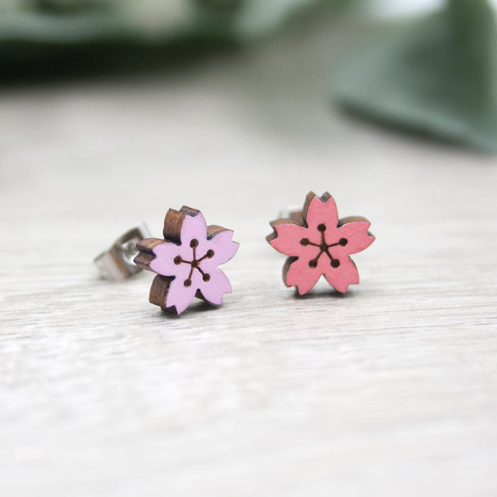 Painted Cherry Blossom Earrings - IttyBittyFox