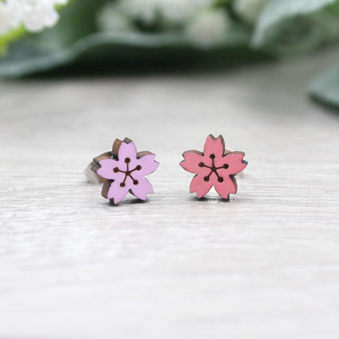 Painted Cherry Blossom Earrings - IttyBittyFox