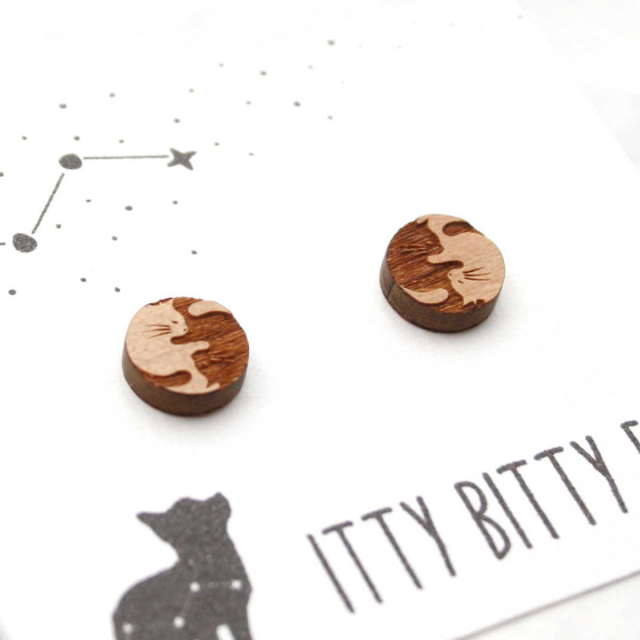 Yin and Yang Cat Earrings - IttyBittyFox