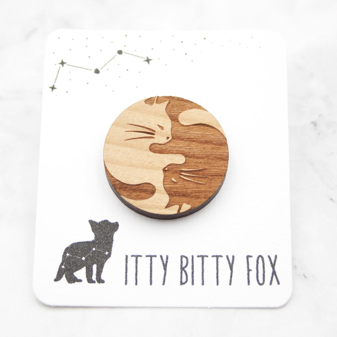 Yin and Yang Cats Pin - IttyBittyFox